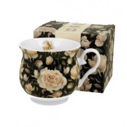 KUBEK RETRO 480 ML ENGLISH ROSES BLACK