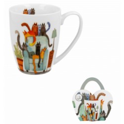 KUBEK 360-380 ML KOCI ŚWIAT KOTY NA FOTELU