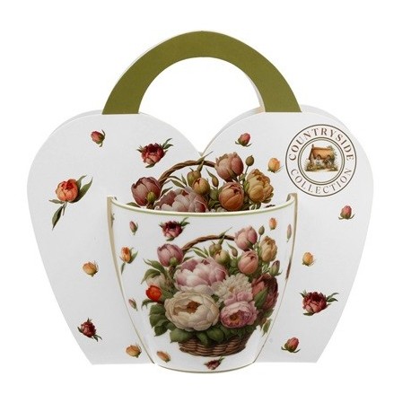 KUBEK 460 ML W KOSZYKU PIWONIE