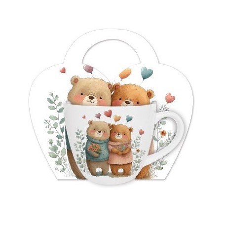 KUBEK 460 ML W KOSZYKU MISIE 2