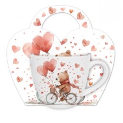 KUBEK 460 ML W KOSZYKU MIŚ NA ROWERZE