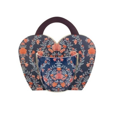 KUBEK 460 W KOSZYKU MANU BLUE PORCELANA