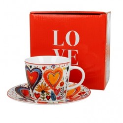 FILIŻANKA 220 ML KOLOROWE SERCE 2 PORCELANA