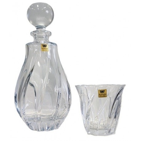 PHOENIX 1+6 WHISKY 1KARAFKA+6 SZKLANEK BOHEMIA SZKŁO KRYSZTAŁ DEKOROWANE