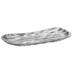 ONION TALERZ 28CM OBIADOWY , SERWOWY PROSTOKĄT BOHEMIA SZKLO KRYSZTAŁ DEKOROWANE Z GŁADKIM CENTRUM HORECA