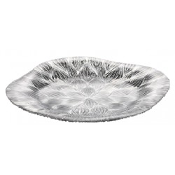 ONION TALERZ 280 mm SERWOWY W KWADRACIE BOHEMIA SZKŁO KRYSZTAŁ DEKOROWANE Z GŁADKIM CENTRUM HORECA