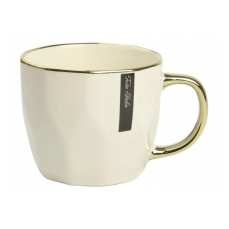 KUBEK PORCELANOWY 400 ML KREMOWO/ZŁOTY