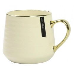 KUBEK PORCELANOWY 400 ML KREMOWO/ZŁOTY