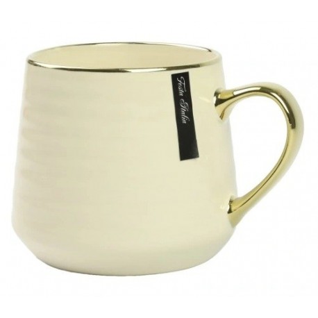 KUBEK PORCELANOWY 400 ML KREMOWO/ZŁOTY