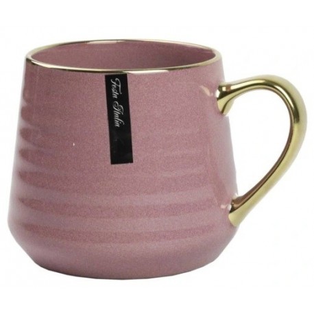 KUBEK PORCELANOWY 400 ML LILIOWO/ZŁOTY