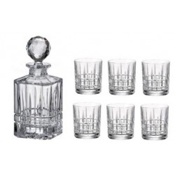 DIPLOMAT SET WHISKY 1+6 BOHEMIA SZKŁO KRYSZTAŁ