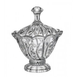 OASIS BOMBONIERA 215 mm BOHEMIA SZKŁO KRYSZTAŁ DEKOROWANA CIĘTA