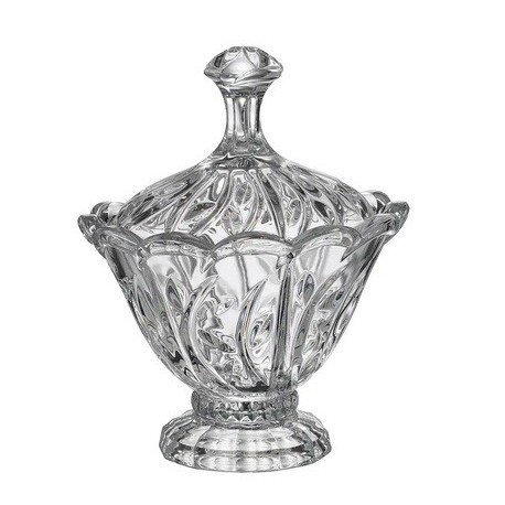 OASIS BOMBONIERA 215 mm BOHEMIA SZKŁO KRYSZTAŁ DEKOROWANA CIĘTA