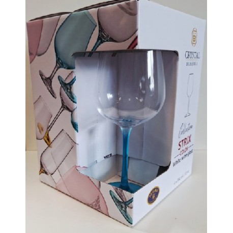 STRIX COLOR KIELISZEK 360 ML TURKUSOWA NOGA KOMPLET 4 SZT.SZKŁO KRYSZTAŁOWE BOHEMIA