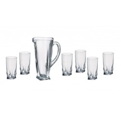 QUADRO DRINK SET 1 + 6 BOHEMIA CRYSTAL GLASS