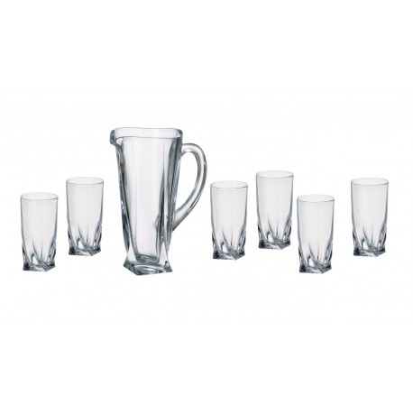 QUADRO DRINK SET 1 + 6 BOHEMIA CRYSTAL GLASS