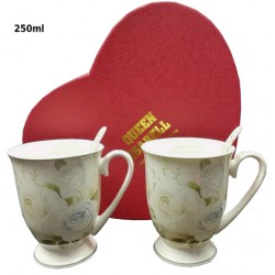2 MUGS WITH SPOONS, SET